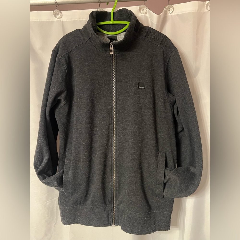 Bench Full Zip Gray Fleece Jacket With Black Accents . Size L. EUC
